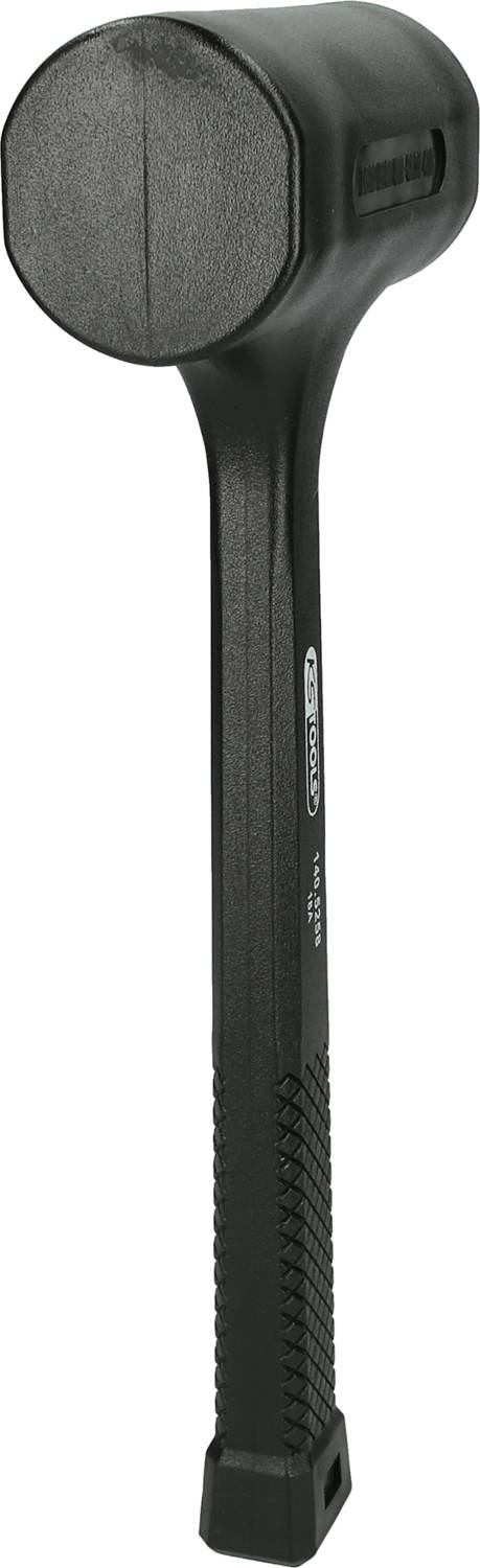 Gummihammer mit langem Griff und schwarzem Kopf, geeignet für stoßempfindliche Oberflächen und präzises Arbeiten.