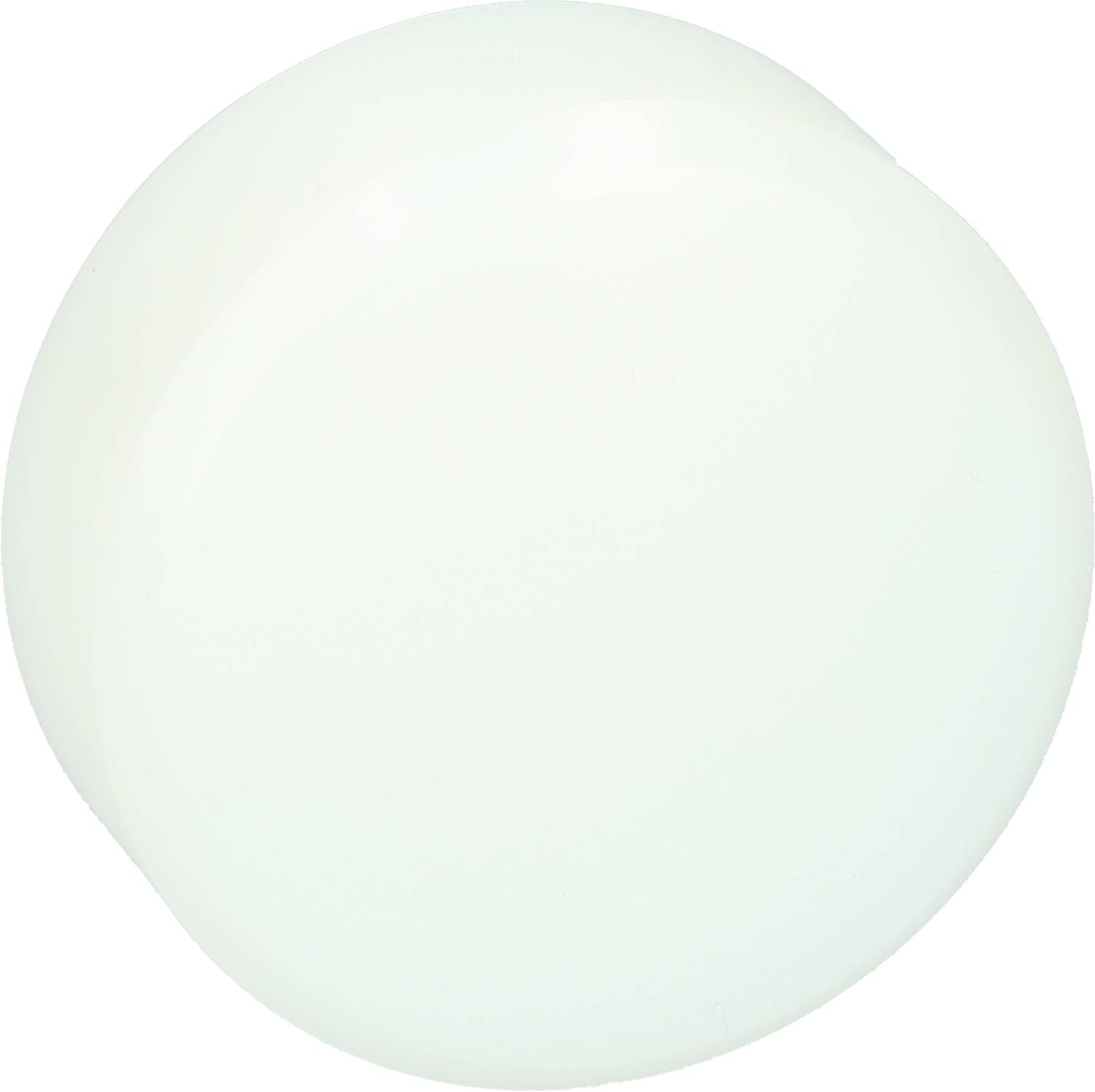 Ein runder, weißer, glatter Ball auf weißem Hintergrund.