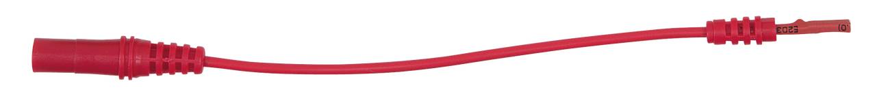 Rotes Audiokabel mit zwei Steckern an den Enden, genutzt zur Verbindung von Audiogeräten.