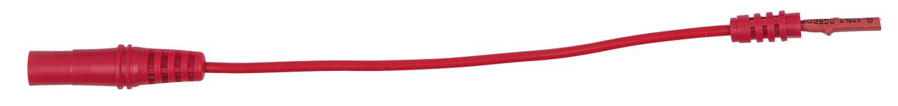 Rotes Steckverbinderkabel mit glattem, flexiblem Draht und geformtem Gehäuse.