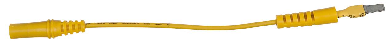 Ein gelbes Ethernet-Kabel mit RJ-45-Stecker.