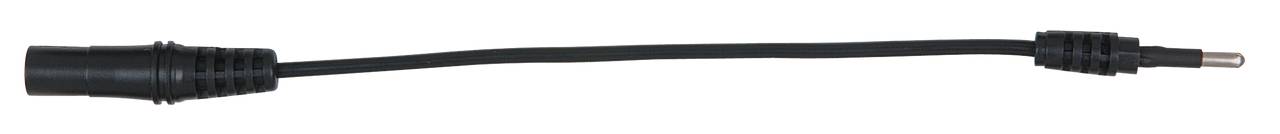 Ein schwarzes Netzkabel mit zylindrischem Anschluss, oft verwendet für Netzteile von elektronischen Geräten.