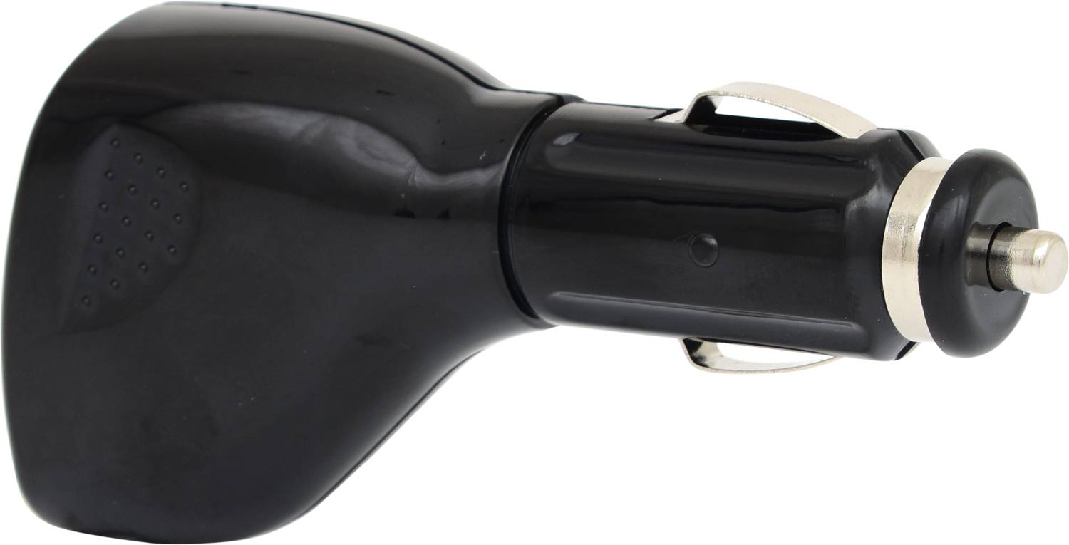 Ein schwarzer, zylinderförmiger Adapter für den Zigarettenanzünder im Auto, häufig zum Laden elektronischer Geräte verwendet.