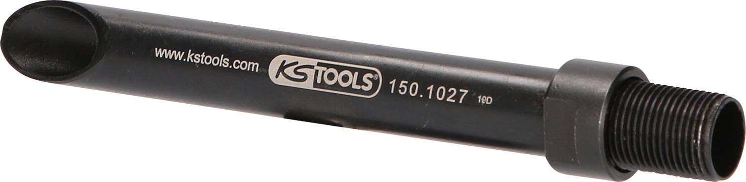 Schwarzes KS Tools Rohr mit Gewinde und der Aufschrift 'kstools.com', '150,1027' und 'KSTOOLS'. Mechanisches Werkzeugteil.