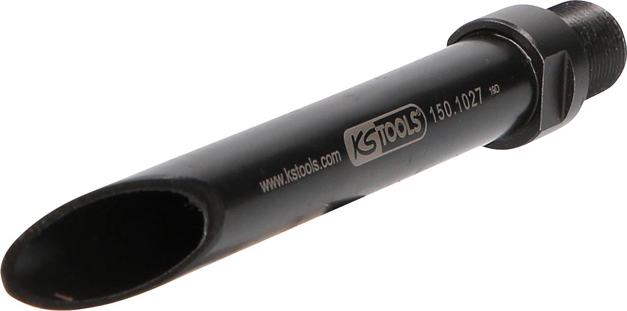 Ein schwarzer Auspuff-Ausdehnungsrohr-Schlauch von KS Tools mit der Aufschrift 'www.kstools.com 150.1027'. Geeignet für Auspuffsysteme.