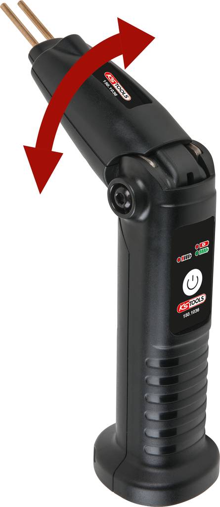 Rotierbarer Lötkolben mit ergonomischem Griff, zeigt flexible Einsatzmöglichkeiten mit Richtungspfeil für bessere Handhabung.