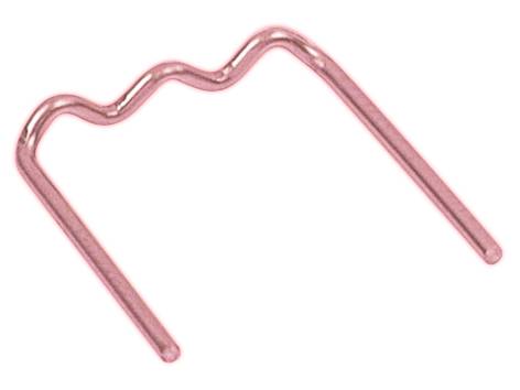Ein rosa Haarnadel mit gewelltem Design, geeignet zum Fixieren von Frisuren.