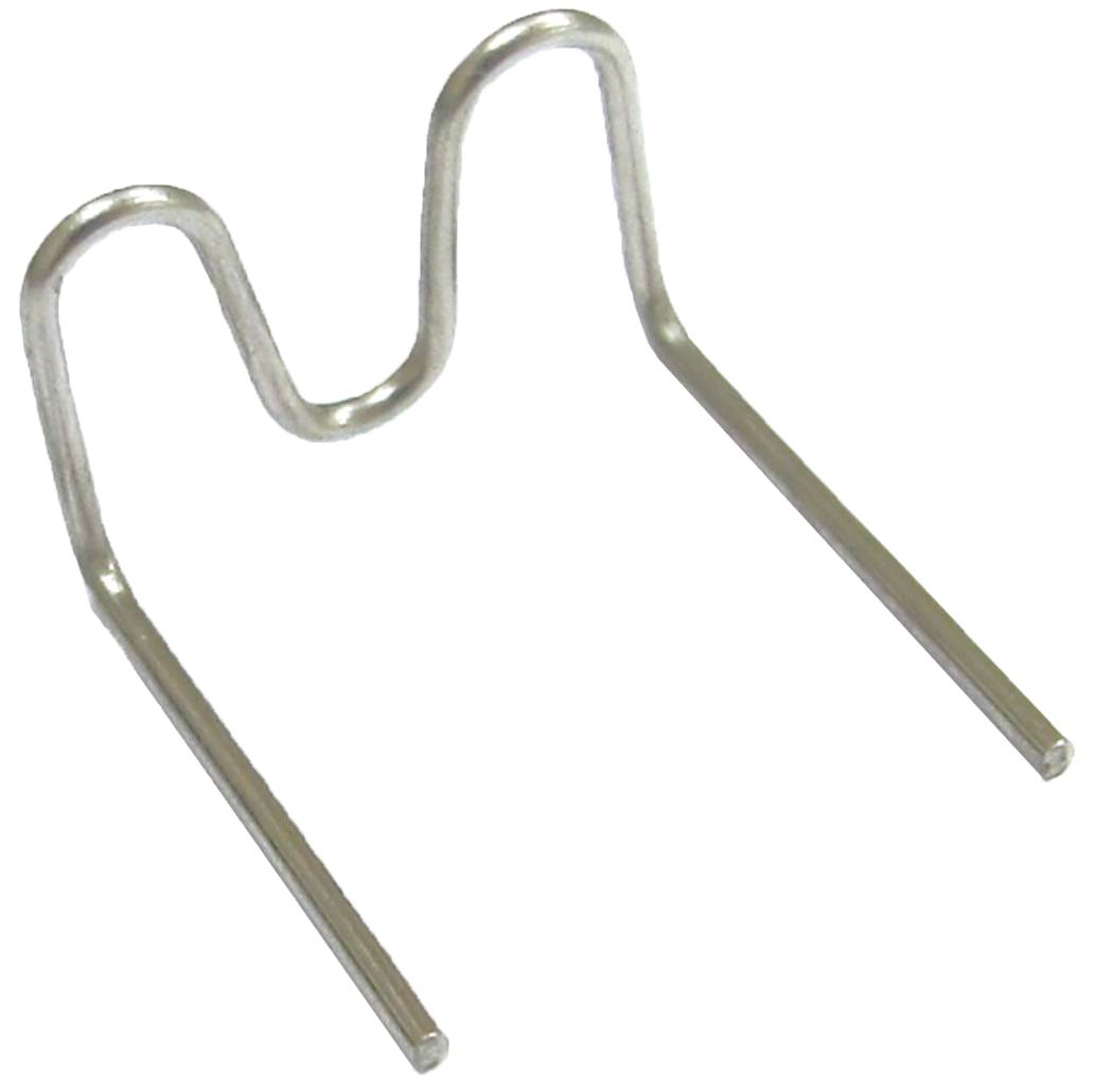 Ein gebogener Metallstift, geformt wie der Buchstabe 'M'.
