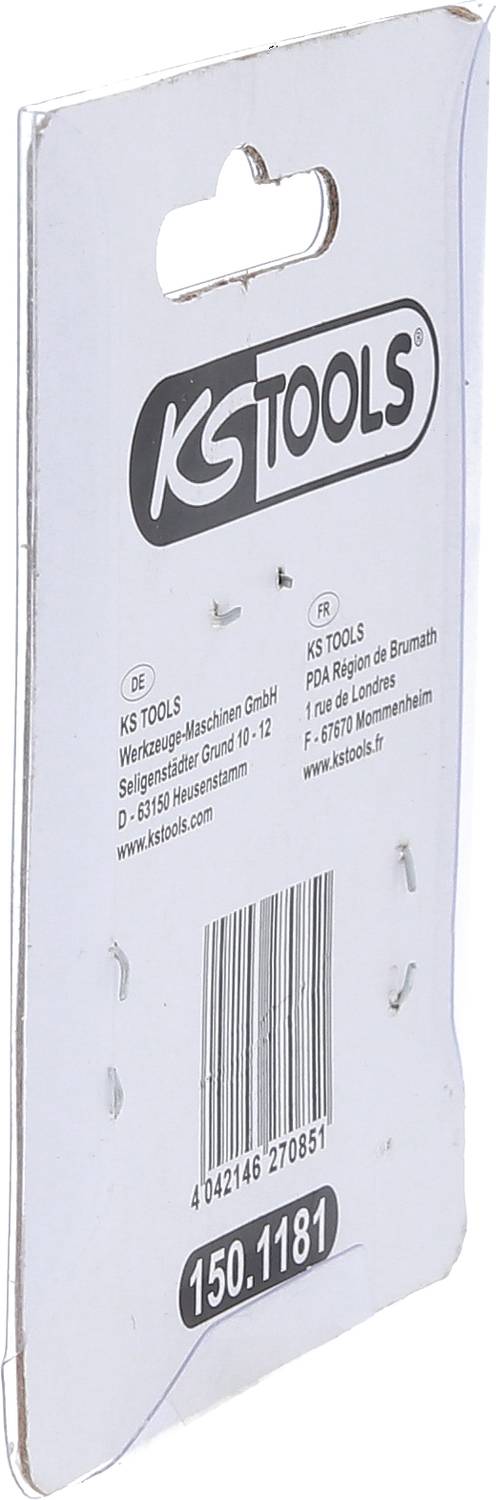 Verpackung mit der Aufschrift 'KS TOOLS' und Produktnummer 150.1181. Enthält mehrere kleine Haken.