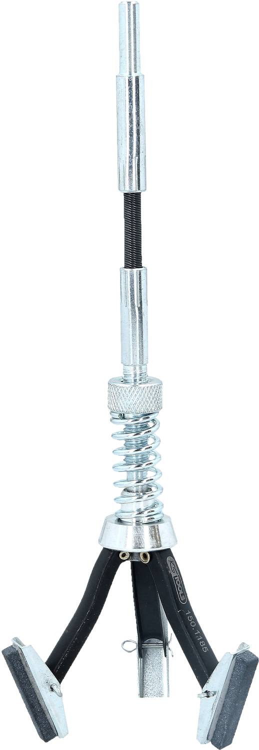 Ein mechanischer Greifer mit drei flexiblen Armen und einer Feder in der Mitte, geeignet zum Greifen kleiner Gegenstände in engen Räumen.