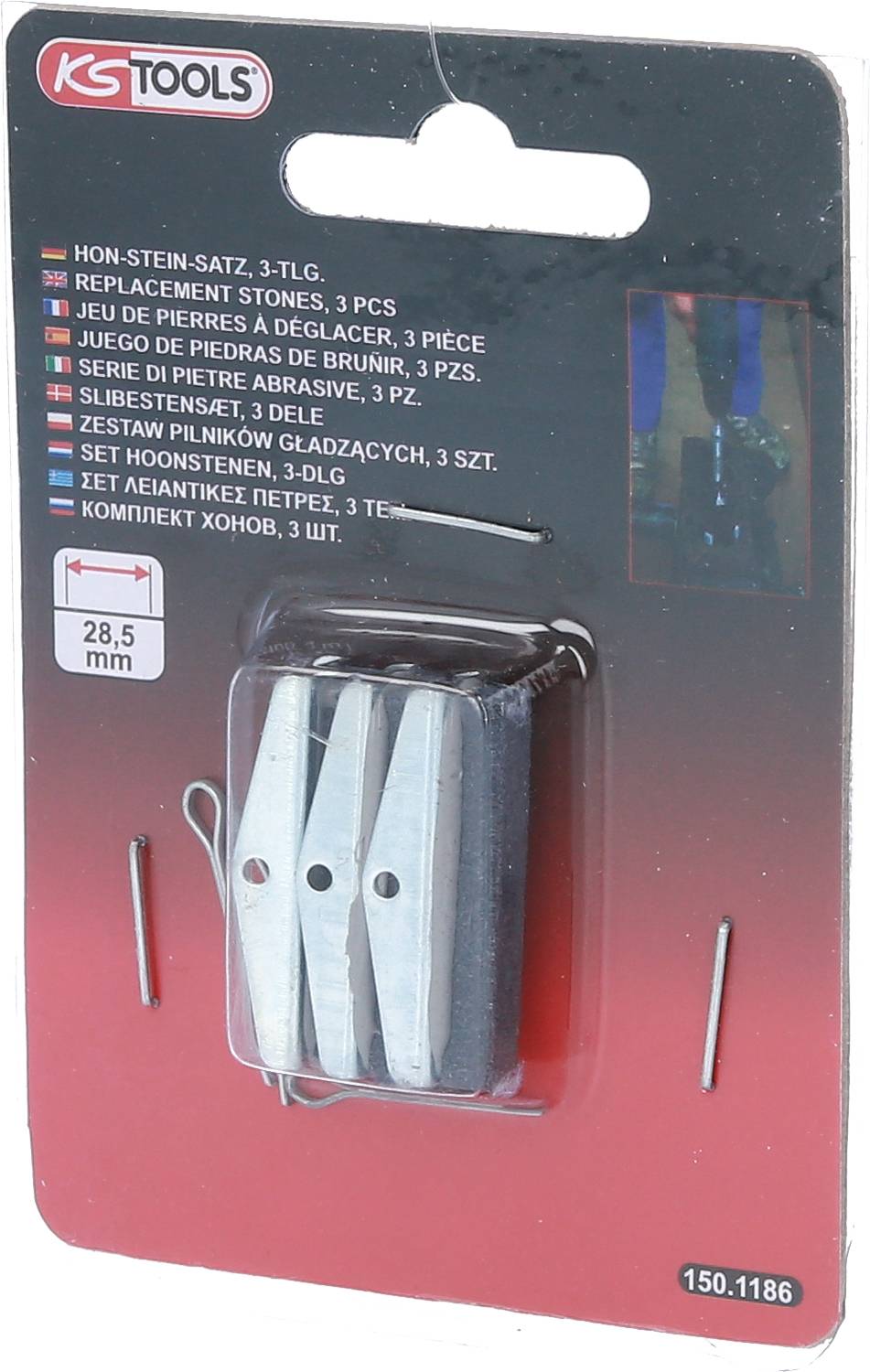 KS Tools Hon-Stein-Satz, 3-tlg, Ersatzschärfsteine. Enthält 3 Set mit 28,5 mm Größe.