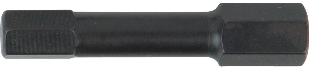 Schwarzer Sechskant-Metallbolzen, zylinderförmig, liegt horizontal. Verwendet in mechanischen oder industriellen Anwendungen.