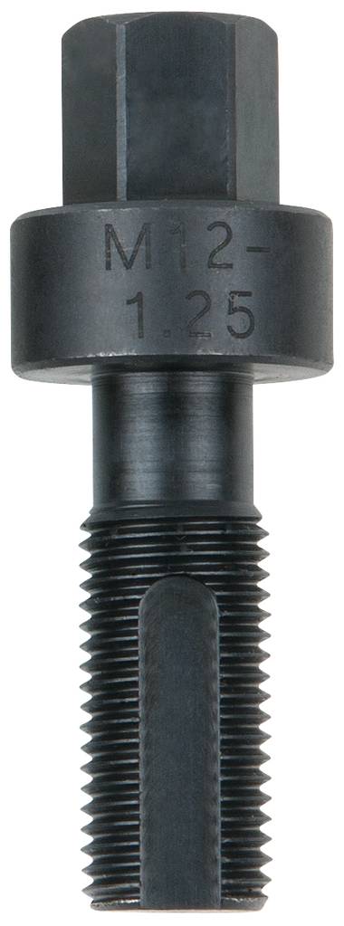 Ein schwarzer Metallabzieher mit einer Gewindegröße von 'M12-1.25', verwendet für das Entfernen von Objekten mit Innengewinde.