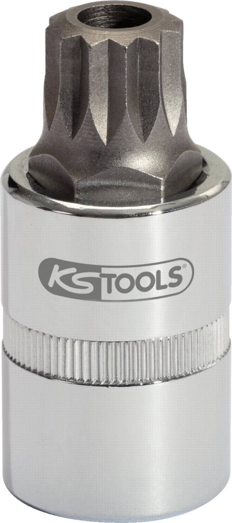 Ein silbernes Werkzeug mit geriffeltem Griff und sechseckigem Kopf, das zur Marke 'KS Tools' gehört.