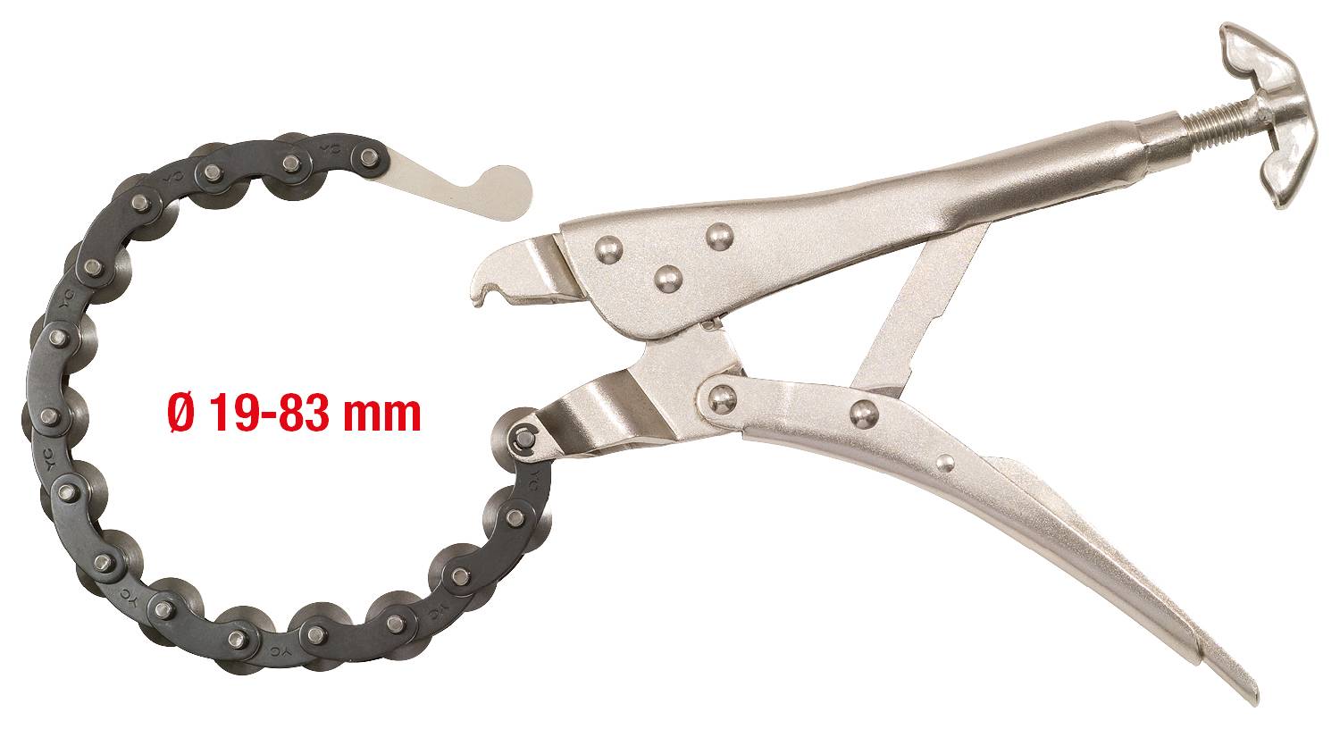 KS Tools 150.1515 Edelstahl-Grip-Kettenrohrabschneider, Ø 19-83mm