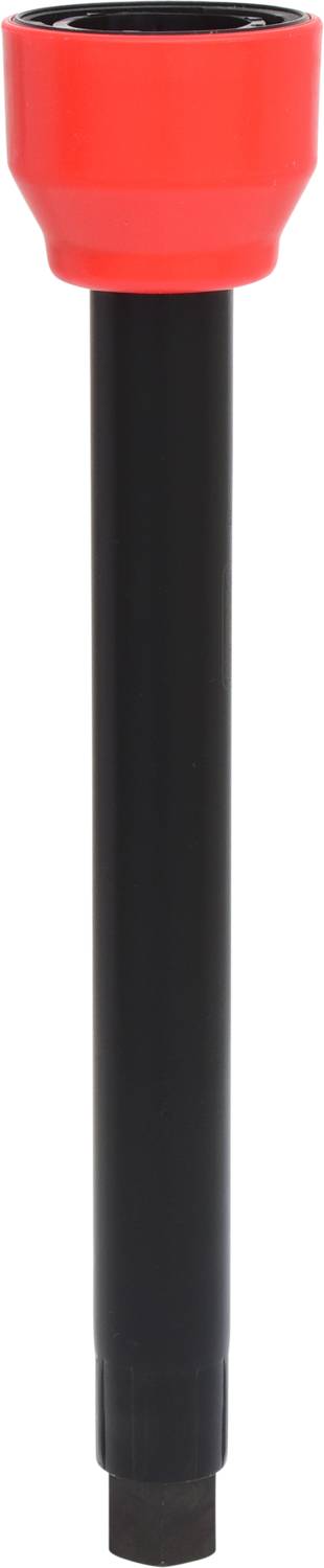 Ein schwarzes, längliches Werkzeug mit rotem oberen Ende.