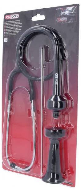 KS Tools Automobil-Stethoskop-Set in Verpackung, beinhaltet flexibles Schlauchsystem und Sonde, verwendet zur Erkennung von Motorgeräuschen.