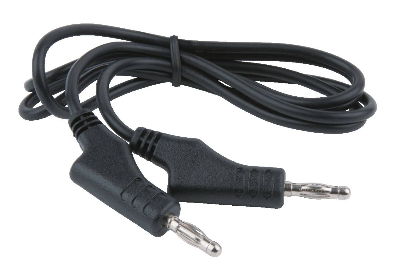 Schwarzes Audio-Kabel mit zwei Klinkensteckern an den Enden, häufig genutzt für Audioverbindungen zwischen Geräten.