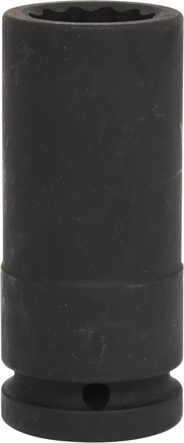Schwarzer Steckschlüsseleinsatz, zylindrisch, mit runder Öffnung und adaptierbarem Ende, für mechanische Anwendungen.
