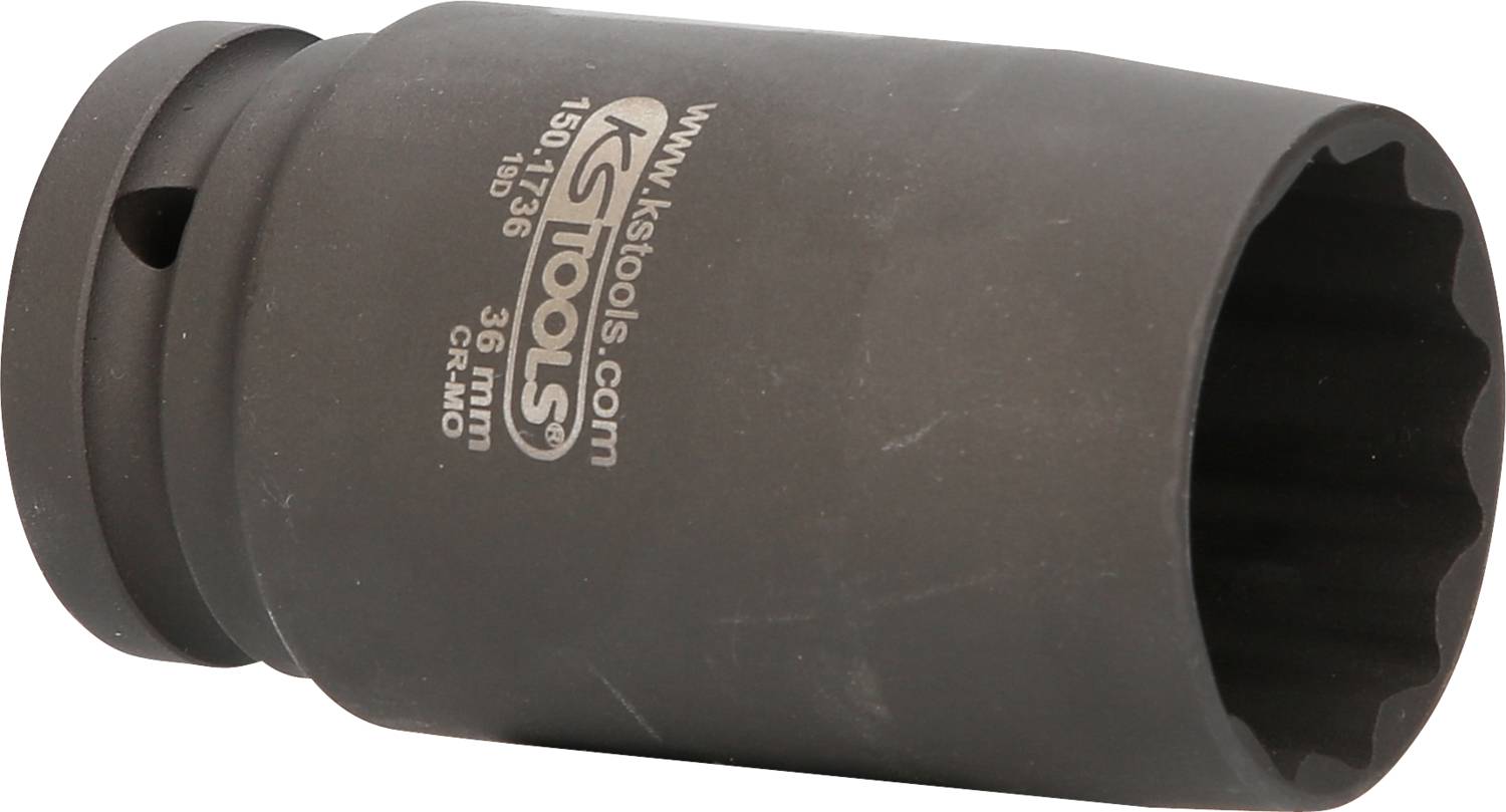 Stecknuss aus Metall mit beschrifteter Oberfläche, markiert mit 'KG tools', 36 mm Größe, für den Einsatz mit Schraubenschlüsseln.