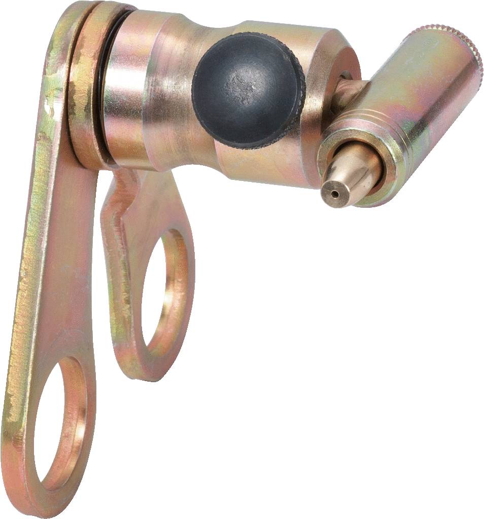 Eine metallische Kfz-Entlüftungsschraube mit zwei Befestigungslöchern für die Fahrzeugwartung.