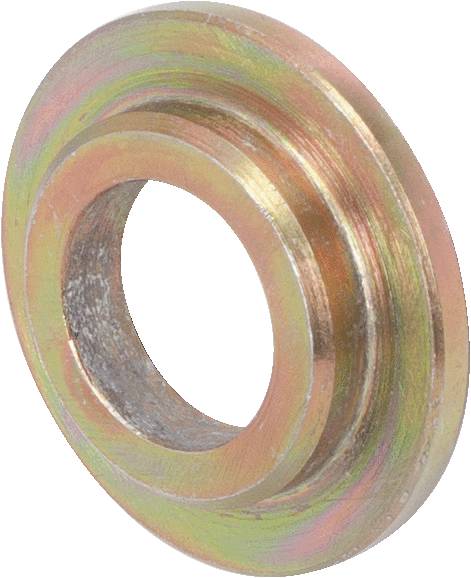 Eine metallic, zylindrische Unterlegscheibe mit goldener Beschichtung und einem zentralen Loch; verwendet zur Befestigung oder Stabilisierung.