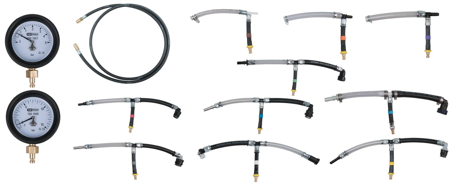 KS Tools 150.1845 Kraftstoff Niederdruck-Diagnose-Satz, 14-tlg