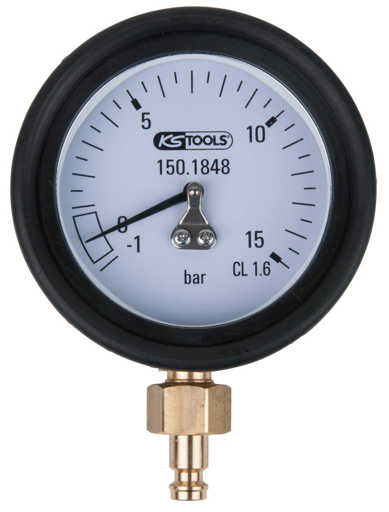 KS Tools 150.1848 Manometer 1,0 - 15,0 bar inkl. Anschlussnippel und Schutzkappe