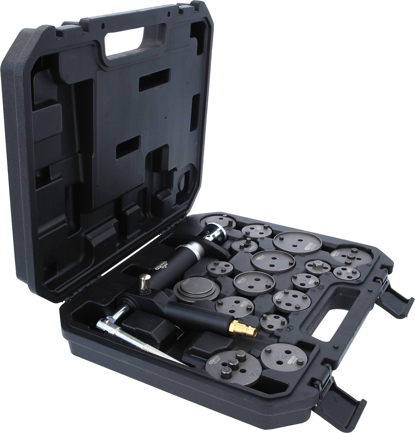 KS Tools 150.2000 Druckluftspindel-Bremskolbenwerkzeug-Satz, 18-tlg