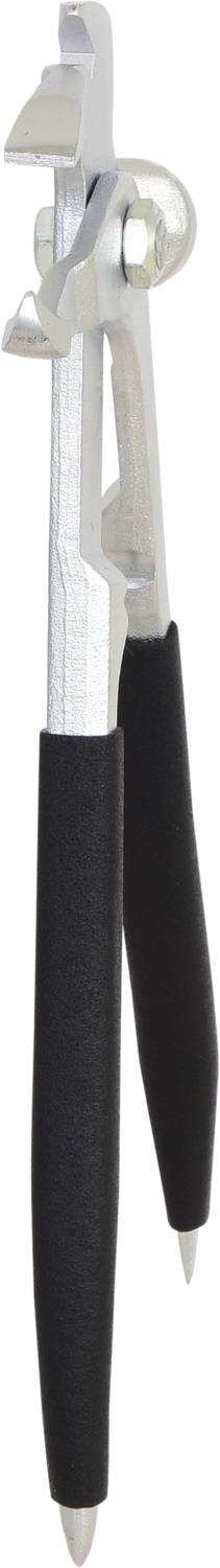Metallischer Zirkel mit schwarzen Griffen.