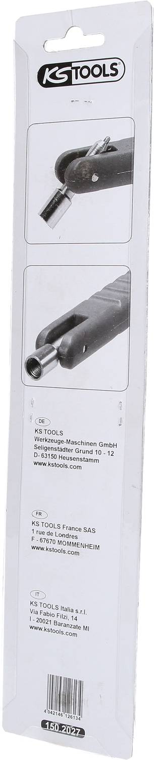 Verpackung für KS TOOLS Ersatzschneider, zeigt einen Eckenschneider für Rohre in silberner Farbe. Markenlogo oben, Produktinfos unten.