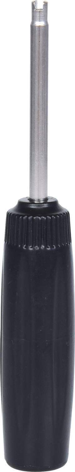 Ein schwarzer Schraubendreher mit einem Metallgriff.