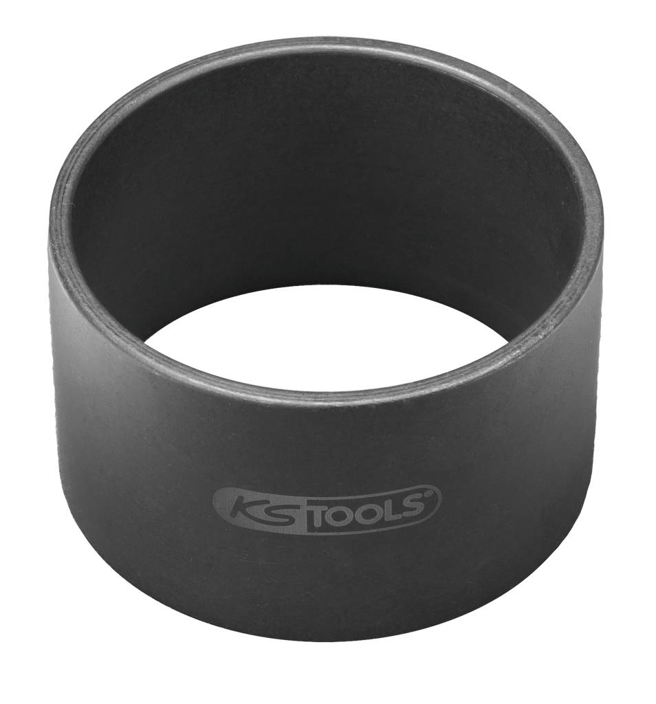 Ein grauer, zylindrischer Metallring mit der Aufschrift 'KS Tools', verwendet als Abzieher bei mechanischen Anwendungen.