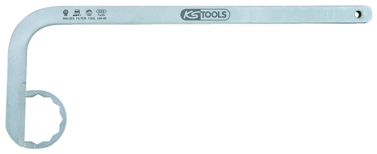 'Eckringschlüssel aus Metall mit abgewinkeltem Griff, Marke 'KS Tools', geeignet zur Anwendung an schwer zugänglichen Stellen.'