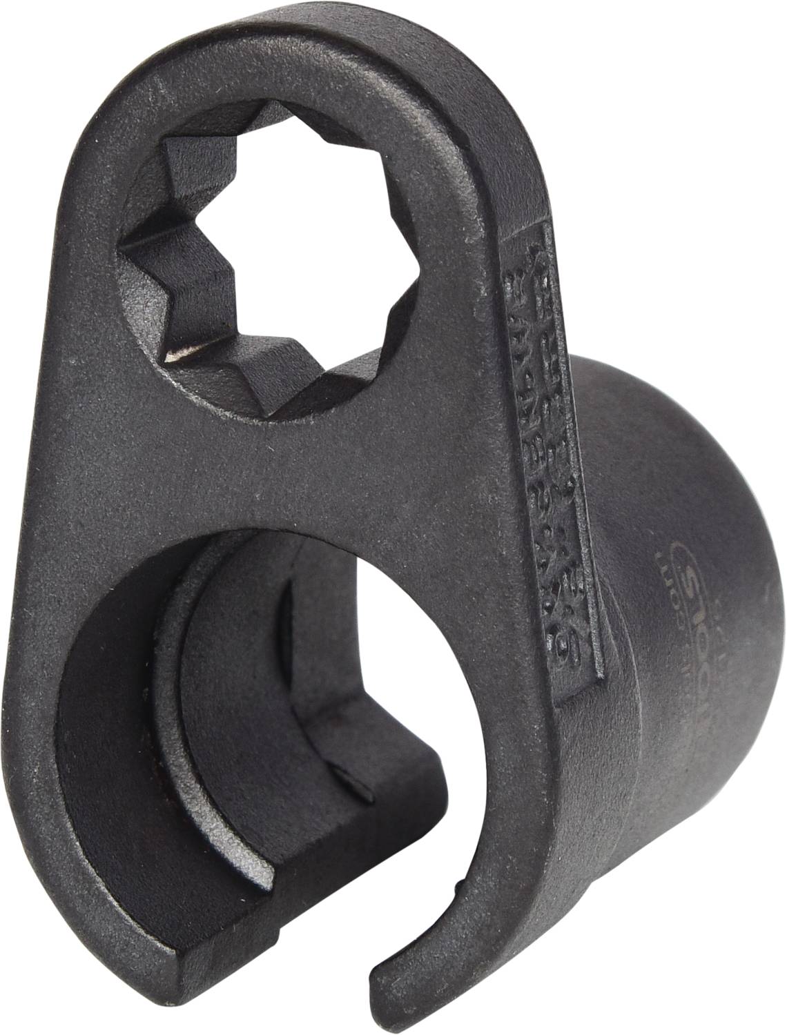 Ein spezielles Autowerkzeug aus Metall zum Lösen von Ölfiltern. Es hat eine sternförmige Öffnung und robuste Bauweise.