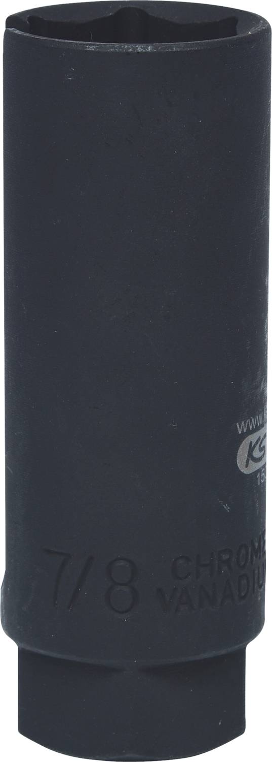 Eine schwarze Nuss aus Chrom-Vanadium-Stahl, Größe 7/8 Zoll, verwendet für Schraubarbeiten.