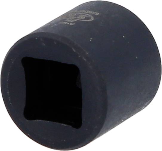 Eine schwarze Sechskant-Stecknuss, zylindrisch, zum Anziehen oder Lösen von Schrauben und Muttern, meist in Werkstätten verwendet.