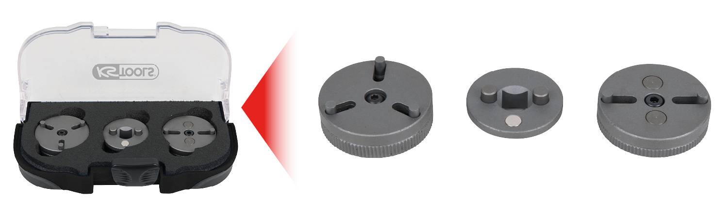 KS Tools 150.2295 Universal Bremskolben-Rückstell-Werkzeug-Adapter-Satz, 3-tlg
