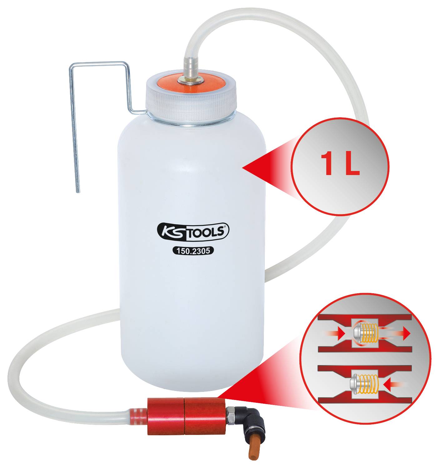 KS Tools 150.2305 Ein-Mann-Bremsenentfüfter mit Auffangflasche