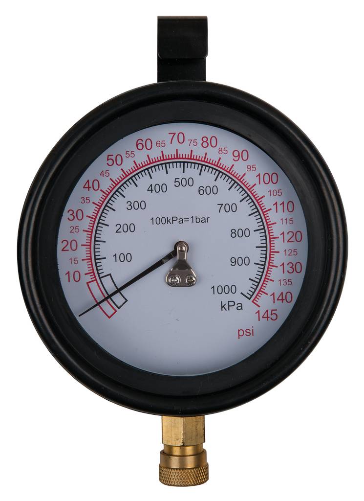 KS Tools 150.2326 Manometer Ø 100,0 mm, 0 - 10 bar mit 1/4" Schnellkupplung