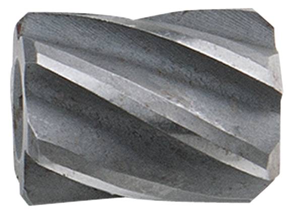 Metallschneidwerkzeug mit spiralförmigen Schneidkanten, typischerweise für Bohr- oder Fräsanwendungen verwendet.