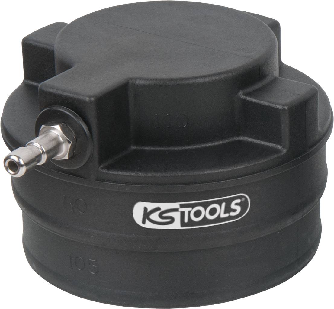 Ein schwarzer Ölfilter-Schlüssel mit einer Metallverbindung und dem Logo 'KS TOOLS' auf der Seite.