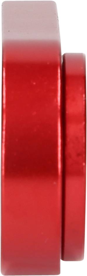 Zwei rote, runde Scheiben, von der Seite betrachtet. Die größere auf der linken Seite, die kleinere rechts daneben.