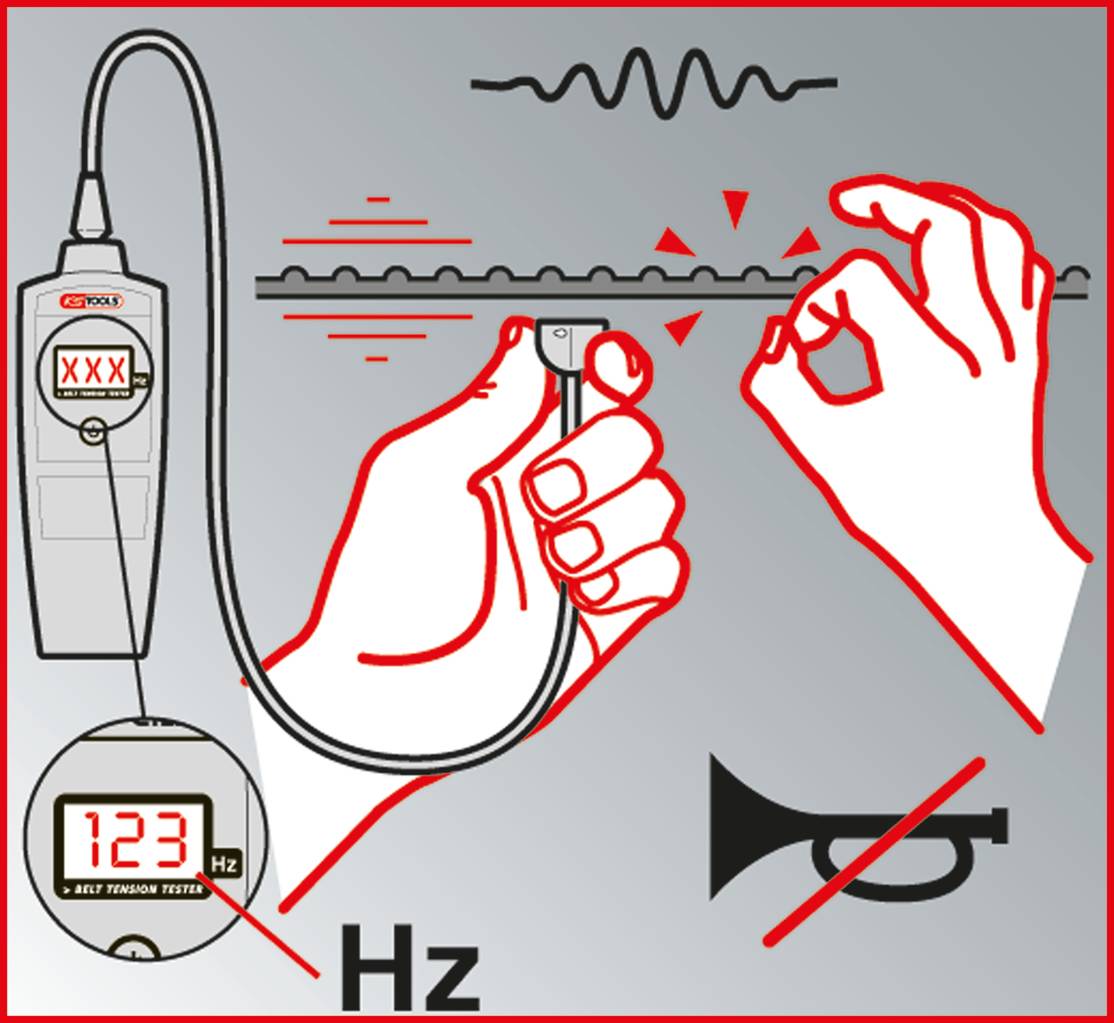 KS Tools 150.3165 Elektronischer Riemenspannungs-Prüfer HZ