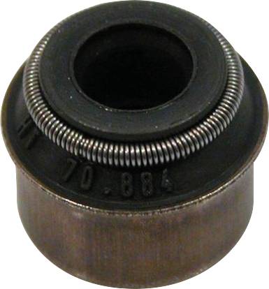 Ein metallisches Bauteil mit zylindrischer Form und Feder um den oberen Rand. Es hat eine matte Oberfläche und trägt die Prägung '70.884'.