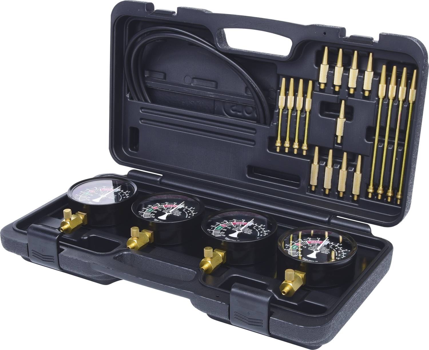 KS Tools 150.3600 Synchron-Vergaser-Testgerät mit 4 Synchronuhren, 28-tlg