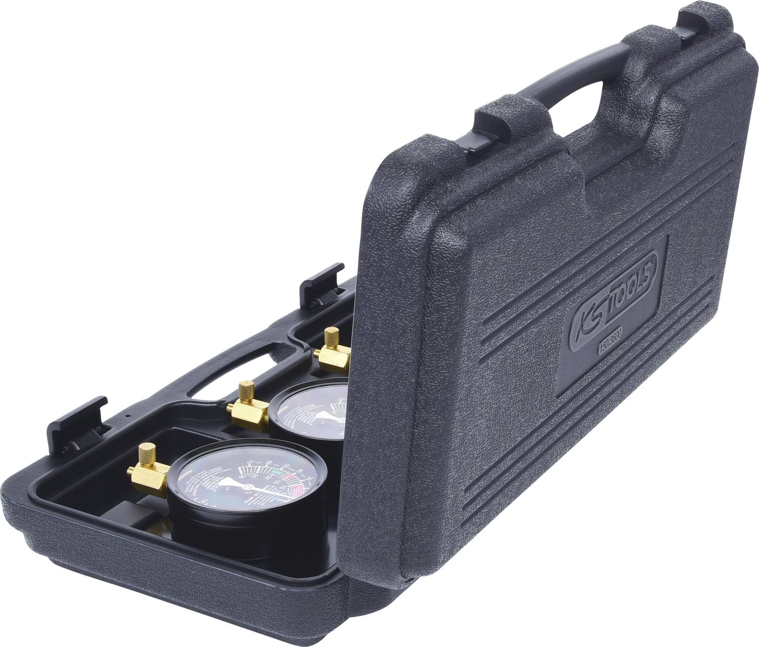 KS Tools 150.3600 Synchron-Vergaser-Testgerät mit 4 Synchronuhren, 28-tlg