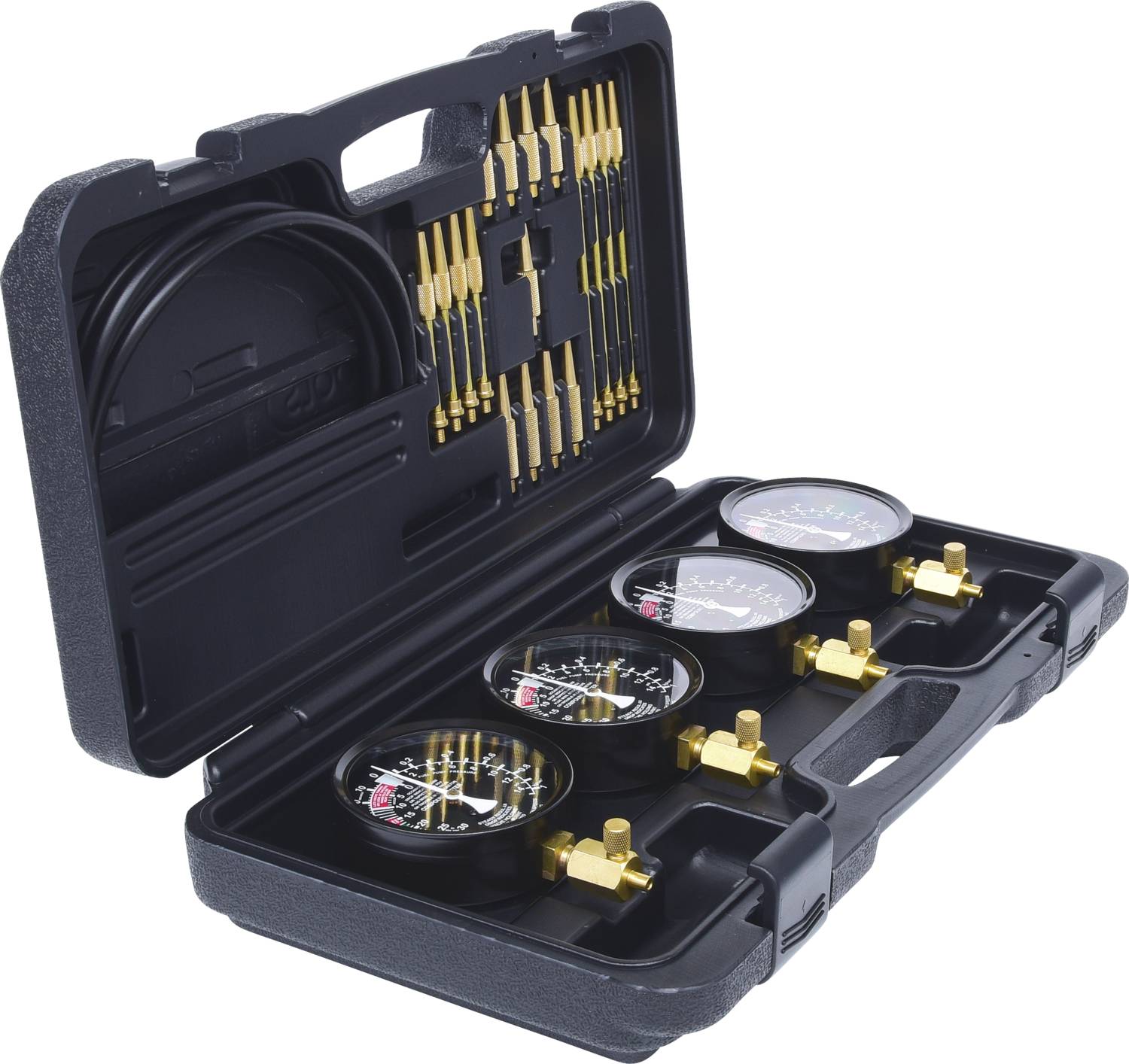 KS Tools 150.3600 Synchron-Vergaser-Testgerät mit 4 Synchronuhren, 28-tlg
