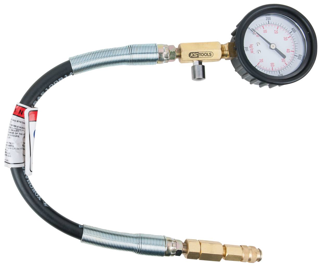 KS Tools 150.3661 Manometer mit Schlauch, 0-1000 psi, Ø 70mm
