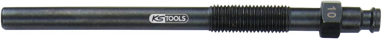 Ein schwarzer Werkzeugaufsatz mit Gewinde, von 'KS Tools', Nummer '10' eingraviert.
